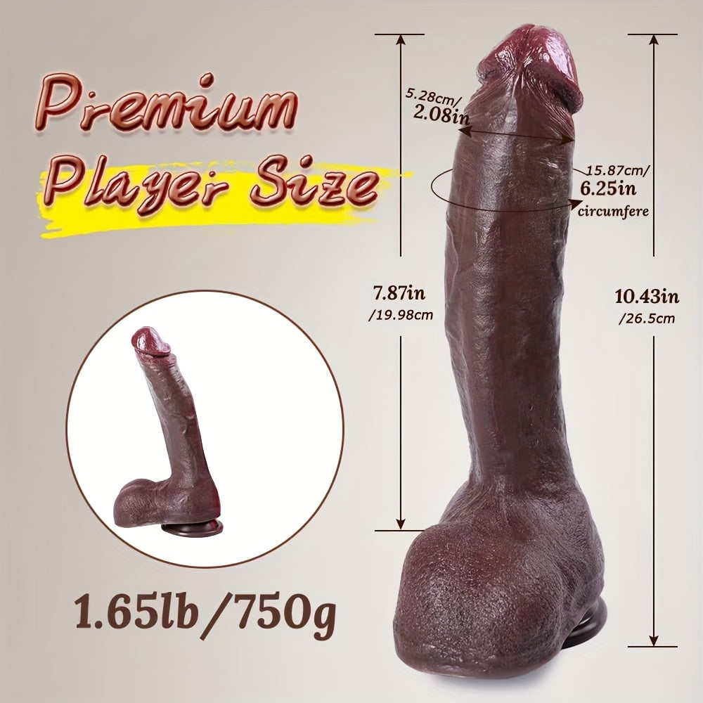 Realistisk stor brun dildo på 26.5cm med en stark sugpropp